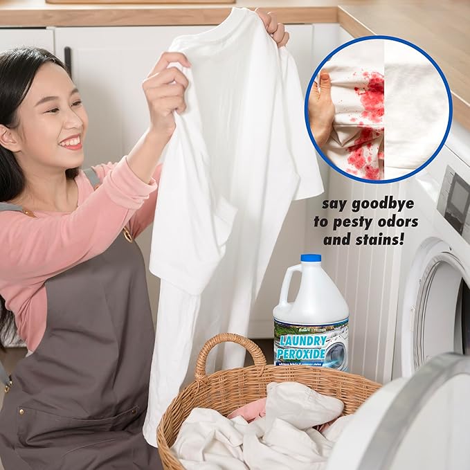 Nature's Freedom Laundry Peroxide, Chlorine-Free Whitening Solution, Stain and Odor Remover, 1 Gallon