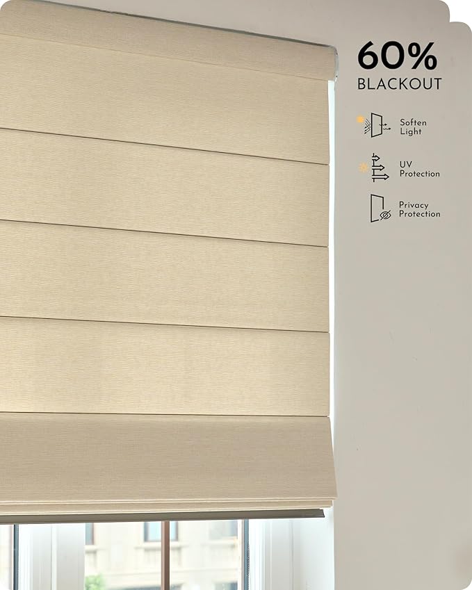Graywind Smart Roman Shades Compatible with Alexa Google WiFi Hardwired Automatic Blind Remote Light Filtering Plain Fold Soft Roman Window Shades for Windows Doors, Custom Size (Matelasse Offwhite)