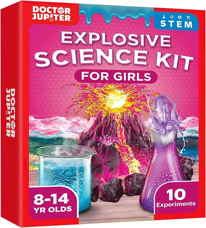 Doctor Jupiter Explosive Science Kit for Girls Ages 8-10-12-14 | Birthday Gift Ideas for 8,9,10+ Year Olds | Chemistry Set, STEM Toy Kit with 10 Experiments | Learning & Educational Projects