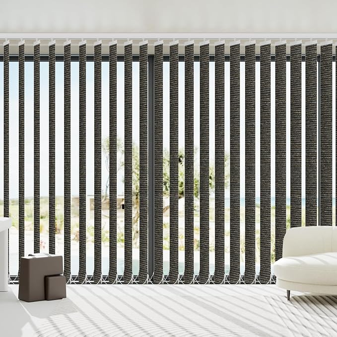 Blindify Motorized Vertical Blinds, Blackout Sliding Door Shades Vertical Shades Remote Control Customize, Light Coffee