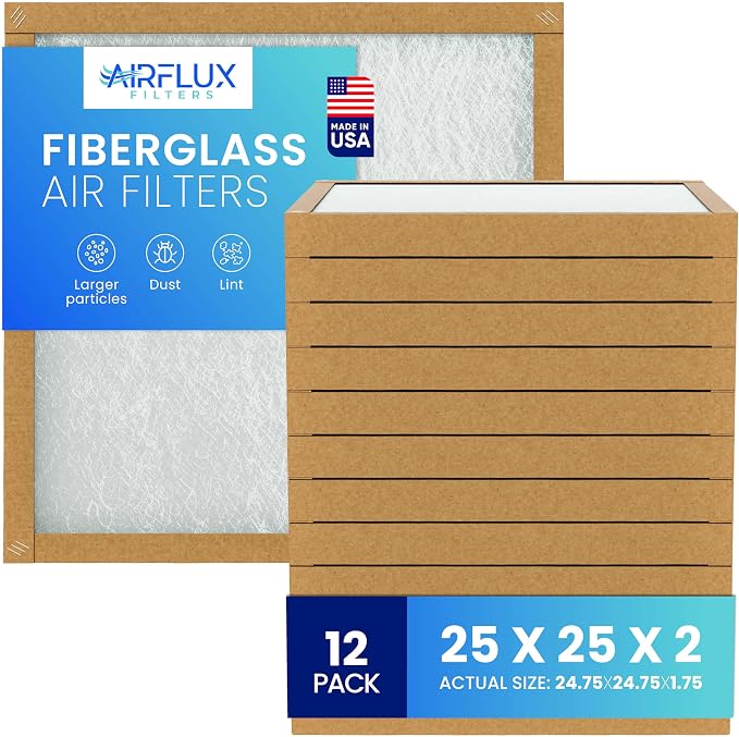 Fiberglass Air Filter -25x25x2Air Filter 12 Pack
