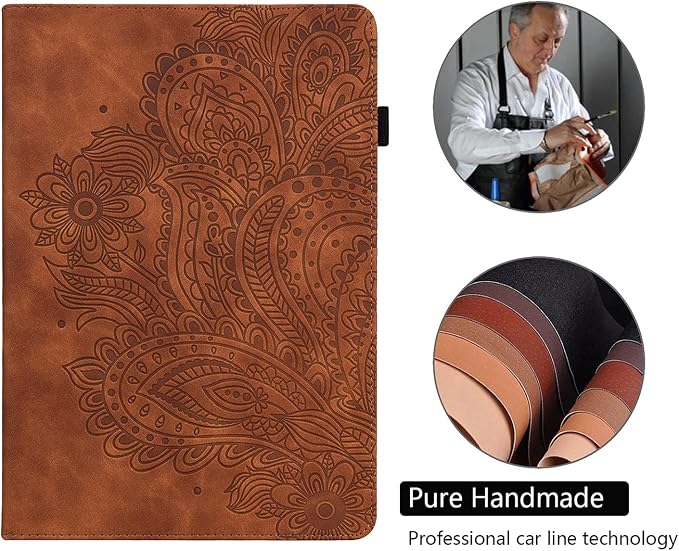 for Apple iPad 10.2 Case 9th/8th/7th Generation Cover (2021/2020/2019) with Auto Wake/Sleep Ultra Thin Lightweight Trifold Stand Folio PU Leather &amp Hard Back Hybrid Cover Almond Blossom