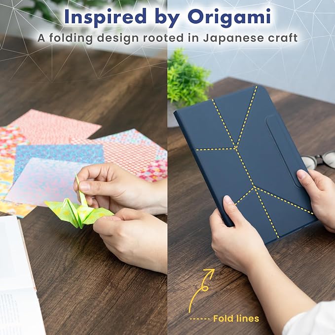 BELLEMOND iPad Case for iPad A16 11 2025 / 10th Gen 10.9 2022 | Origami Folio Stand | 6-Mode Foldable Magnetic Detachable Cover | Mamoru Ori Case | Black &amp Grey
