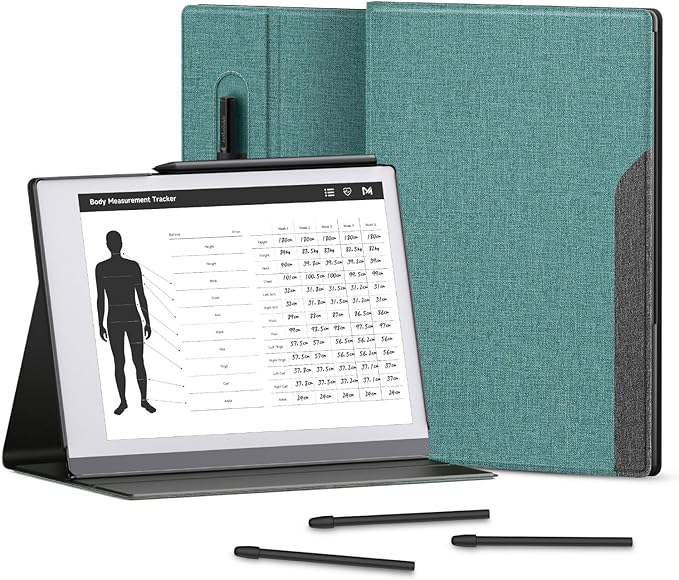Case for Remarkable 2 Paper Tablet 10.3 2020 Released Fabric Folio Cover with Pen Pocket Stable Stand Design Black &amp Light Cork (Exclusive Templates Provided)