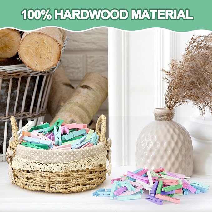 100Pcs Clothes Pins Wooden, 2.9 Inch Colored Clothespins for Crafts, Blue Colorful Clothespins for Hanging Clothes Picture Turquoise Blue