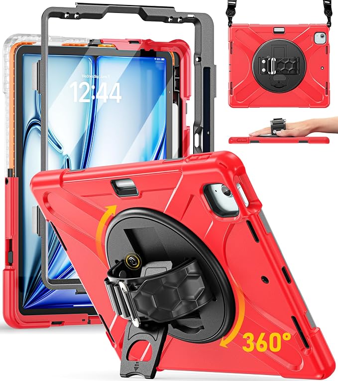 BRAECN Case for iPad Air 11 inch 2026(M4) 2025(M3) 2024(M2)iPad Pro 11 inch(4th/3rd/2nd/1st)&amp Air 10.9(5th/4th) Protective with Pencil Holder Screen Protector 360°Rotating Stand Handle Full Body