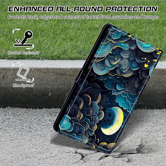 for Walmart Onn 10.1 2024 Onn 10.1 Gen 4 Universal Tablet Case 360 Degree Rotating Kickstand Protective Stand Case with Multiple Viewing PU Leather Shell Case Black Book Cat