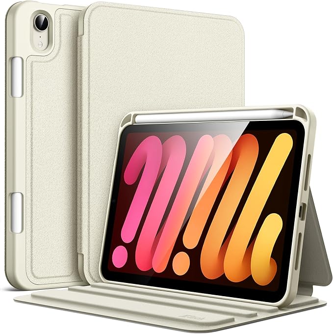 JETech Folio Case Cover for iPad mini A17 Pro/6th Gen (2024/2021) Black | Multi-Angle Stand Cover Pencil Holder Slim Protective Cover Auto Wake/Sleep