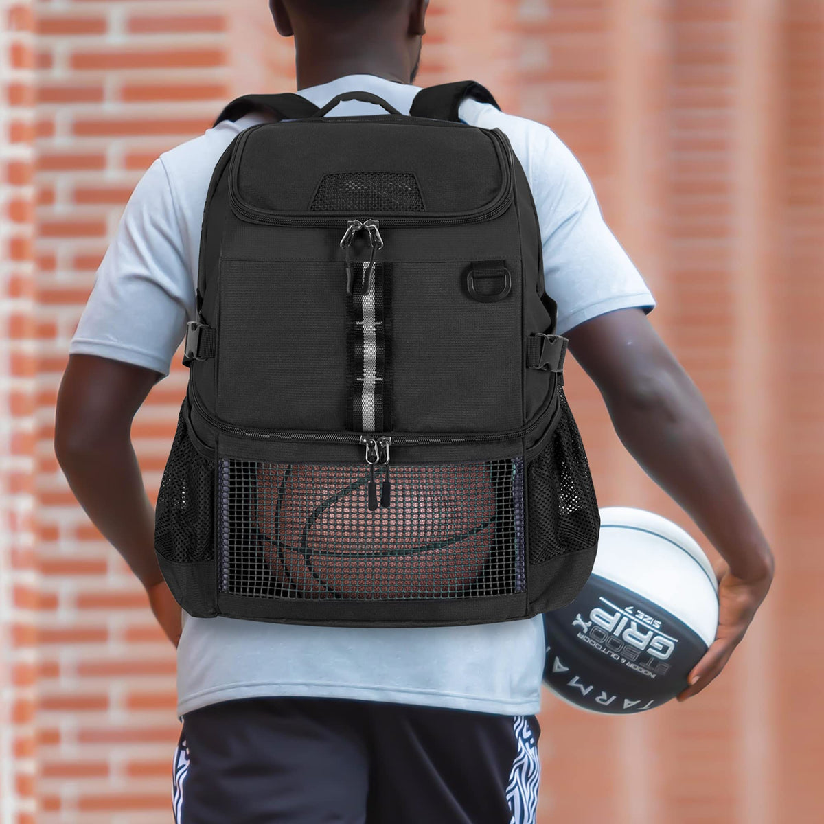 GOBUROS Basketball Bag Backpack with Ball & Shoe Compartment, Soccer Bag