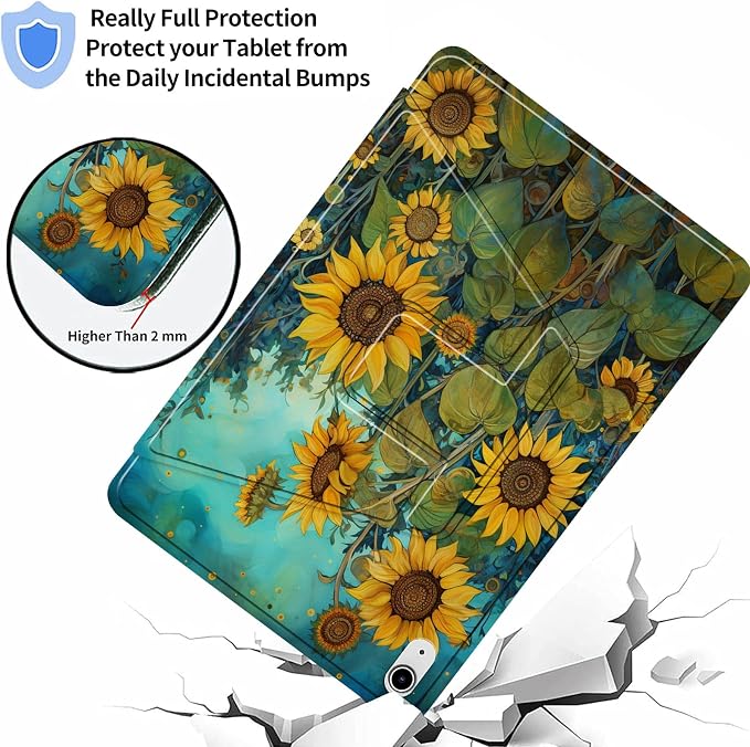 for iPad 9th Generation Case (2021)/8th Gen (2020)/ 7th Gen (2019) 10.2 Inch-360 Degree Rotating Multi-Angle Viewing Protective Cover with Auto Sleep/Wake-Art Mandala Flower