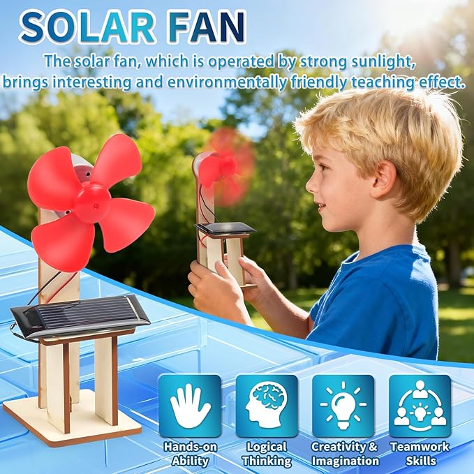 6 Pack STEM Science Kits for Kids Age 8-12, Solar Powered Fan 8-10, STEM Building Toys for Boys Girls Classroom Gifts, Electronic Motor Assembly Solar Kit, DIY Crafts Engineering Experiments