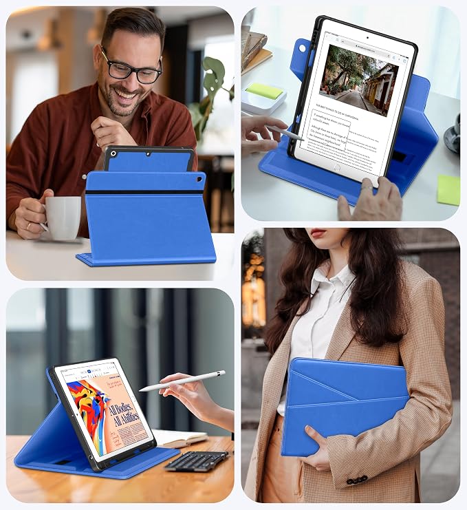 DTTO for iPad 9th/8th/7th Gen Case 10.2 Inch (2021/2020/2019) Brown | 360 Degree Rotating Premium Faux Leather Folio Stand Cover with Pencil Holder Auto Sleep/Wake Multiple Angles Hand Strap