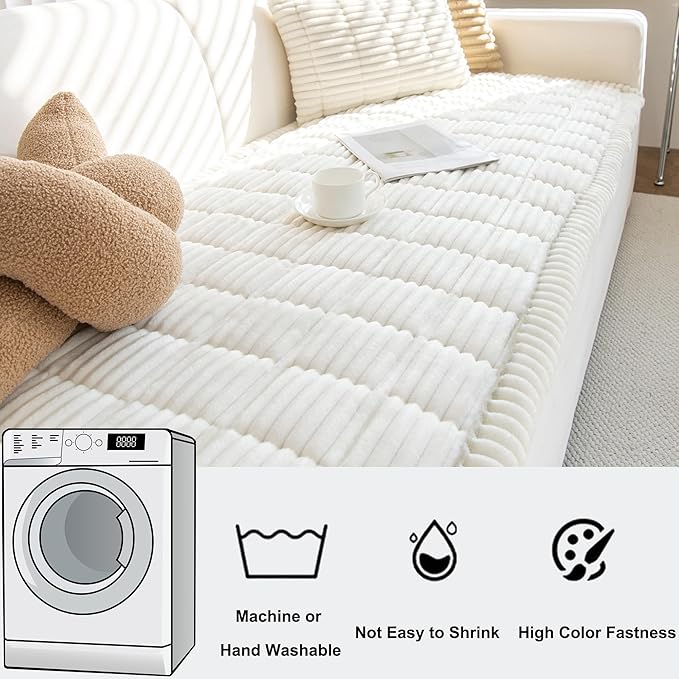 Mivnue Pet Couch Cover, Couch Covers for Dogs, Washable Dog Sofa Covers Couch Protector, Fuzzy Non Slip Couch Slipcover Pet Friendly
