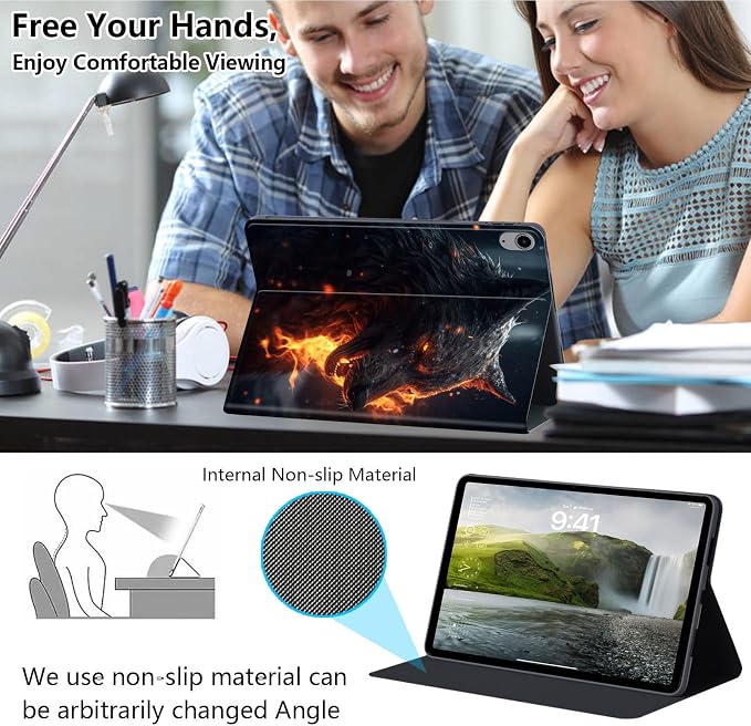 Case for iPad Air 11-inch (M4 2026 / M3 2025 / M2 2024) iPad Air 5th/4th Gen (2022/2020) 10.9 Slim PU Leather Folio Stand &amp Auto Sleep/Wake Protective Smart Cover Tree Fluorescent