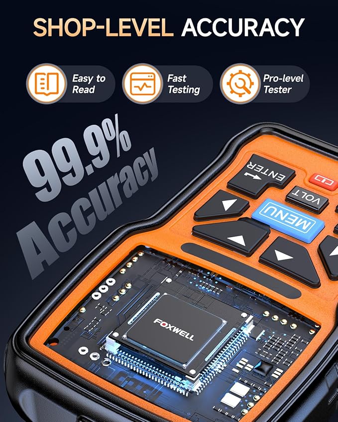 Car Battery Tester 12V FOXWELL BT301, Battery Load Tester 100-2000CCA Automotive Battery Tester Digital Alternator Tester Cranking Charging Checker for Car Marine Truck SUV ATV, Upgraded of BT100
