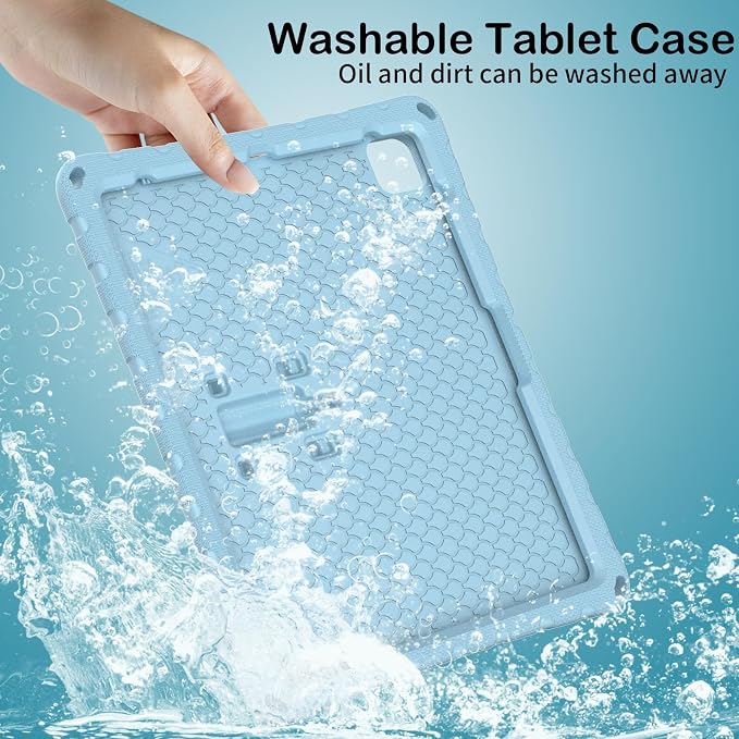 Kids Case for iPad Air 13 (2026/2025/2024) M4/M3/M2 &amp iPad Pro 13 2024 &amp iPad Pro 12.9 Cover 6th/5th/4th/3rd Gen (2022/2021/2020/2018) DIY Figures EVA Rubber Handle Stand Shockproof Bumper