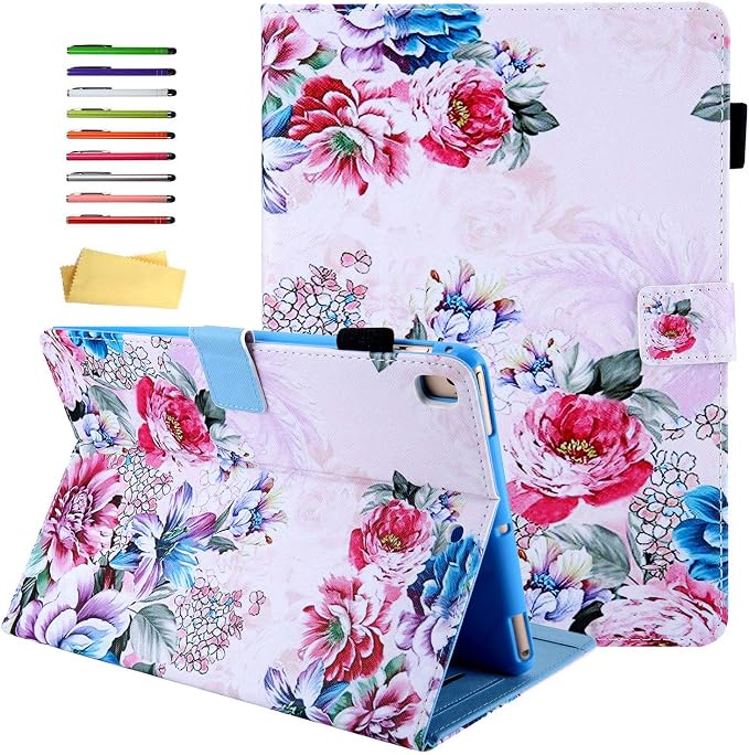 for Apple iPad 10.2 Case 9th/8th/7th Generation Cover (2021/2020/2019) with Auto Wake/Sleep Ultra Thin Lightweight Trifold Stand Folio PU Leather &amp Hard Back Hybrid Cover Almond Blossom