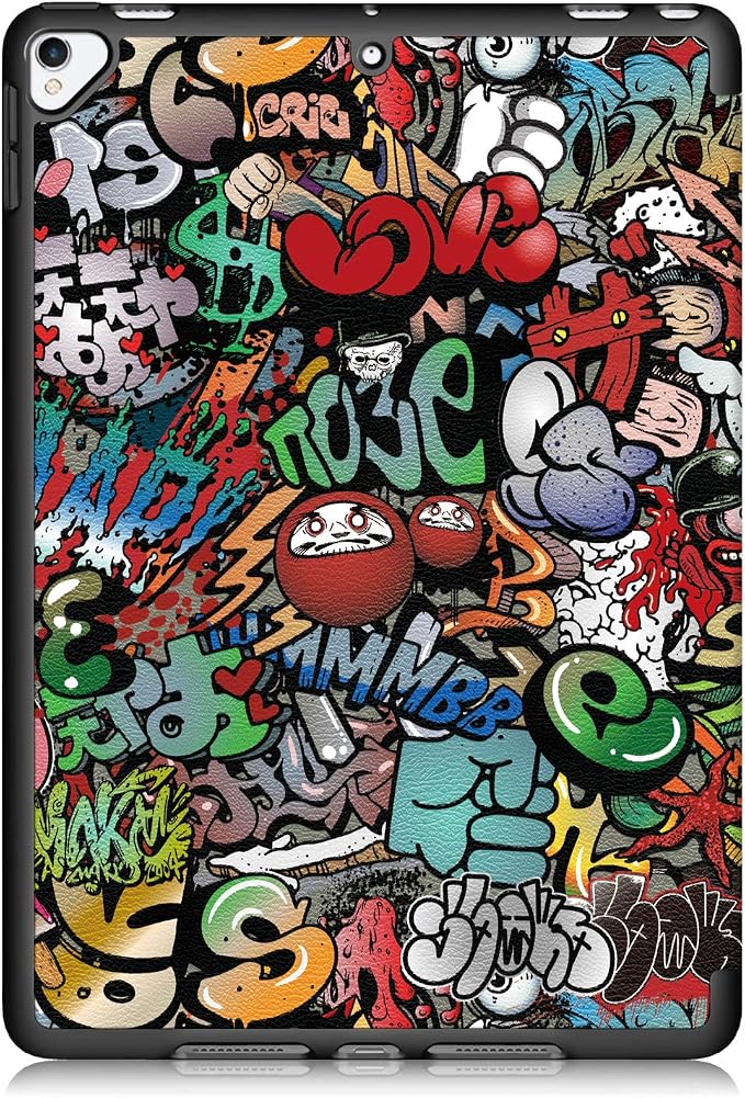for Apple iPad 10.2 Case 2021/2020/2019 iPad 9th/8th/7th Generation Smart Cover with Pencil Holder [Auto Wake/Sleep] PU Leather Stand Folio Tri-fold Shockproof Thin Shell Colored Graffiti