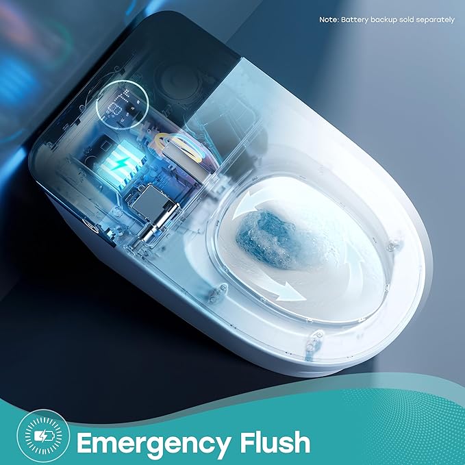 HOROW Artistic Smart Toilet with Powerful Flush, Auto Open/Close Lid, Bidet with Instant Warm Water, Elongated Heated Seat, Dryer, Night Light, Deodorization