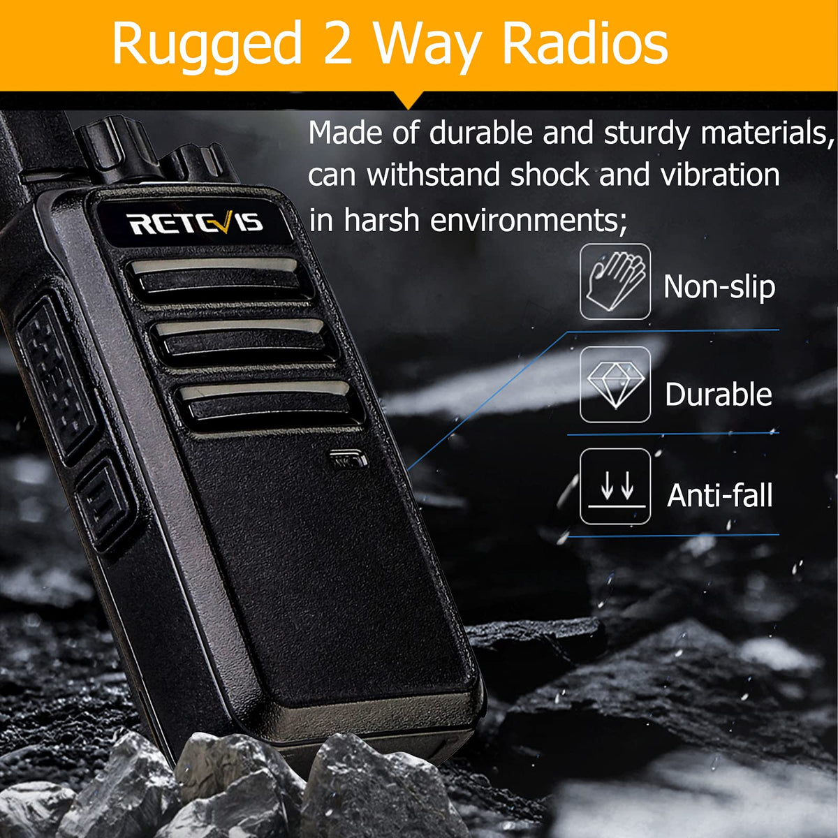 Retevis RT68 Walkie Talkies for Adults, 2 Way Radios Long Range, Hands Free, 1200mAh Battery, Portable Walkie Talkie Rechargeable with USB Charging Base, for Hunting Hiking (4 Pack)