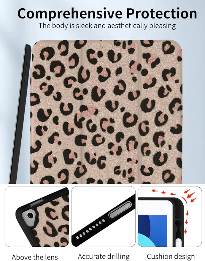 Case for iPad 9th/ 8th/ 7th Generation Case 10.2&amp10.5 Inch (2021/2020/2019 Release) Slim Lightweight Soft Trifold Back Cover with Pencil Holder &amp Auto Sleep/Wake CoverBeige Checkered