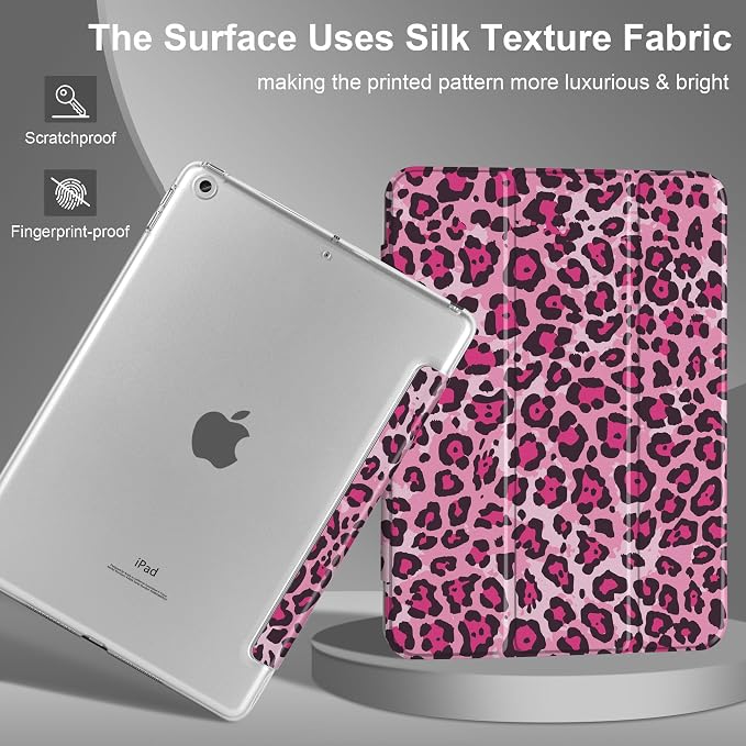 Compatible with iPad 10.2 Inch Case 2021 2020 2019 Smart Lightweight Trifold Stand Hard Plastic Transparent Cover Support Auto Sleep/Wake for iPad 10.2 9th/8th/7th Gen - Bear &amp Cherry
