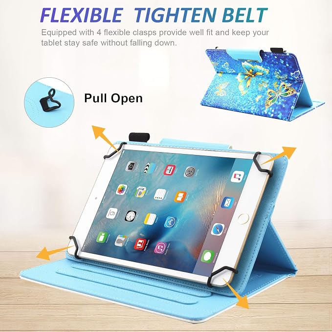 Dteck Universal Case (7.9 to 8.4) - Fold Stand Protective Flip Case for Apple iPad mini/Samsung Galaxy Tab 8.0 8.4 /Lenovo Tab 8 /onn. 100003561 8 Tablet Pro/Android Tablet 8 Inch (Blue Pink)