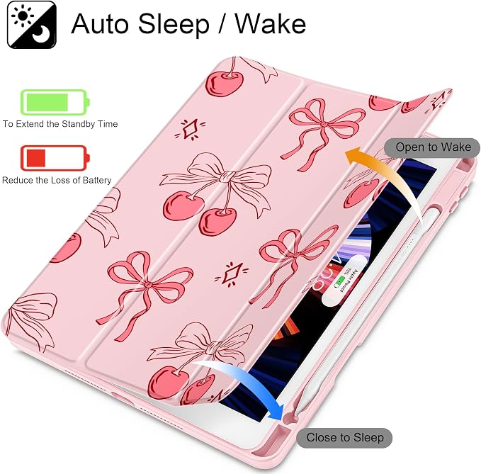 May Chen for iPad 9th Generation with Pencil Holder iPad 8th/7th Gen Case 10.2-inch [Penceil Holder] Trifold Stand Auto Wake/Sleep Clear TPU Protection Back Cover Ballet Shoes
