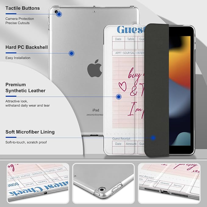 Compatible with iPad 10.2 Inch Case 2021 2020 2019 Smart Lightweight Trifold Stand Hard Plastic Transparent Cover Support Auto Sleep/Wake for iPad 10.2 9th/8th/7th Gen - Bear &amp Cherry