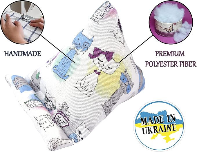 Handmade Phone Pillow Holder - The Wedge Mobile Device Stand - Fabric Phone Stand for All iPhones All Smartphones! 7 x 6.1 x 5.5 Inches (ABC)