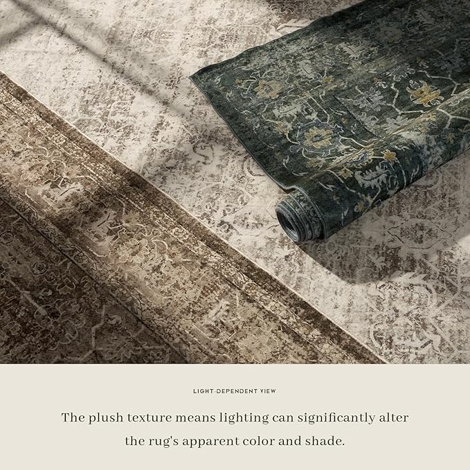 Lahome Beige Washable Rugs for Living Room 8 x 10 Large Living Room Rug Indoor Carpet,Boho Vintage Distressed Non-Slip Low-Pile Accent Bedroom Carpet for Dining Room Office Playroom(8x10,Beige)