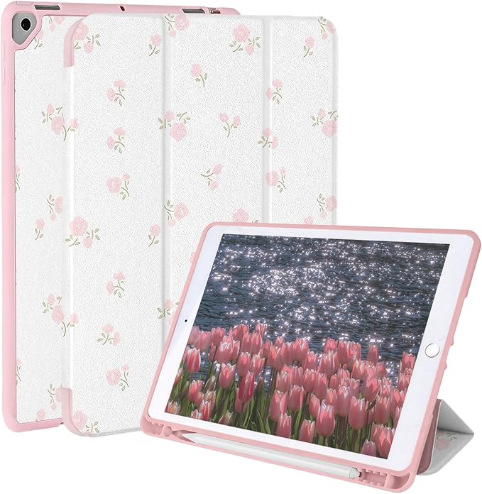 Case for iPad 9th/ 8th/ 7th Generation Case 10.2&amp10.5 Inch (2021/2020/2019 Release) Slim Lightweight Soft Trifold Back Cover with Pencil Holder &amp Auto Sleep/Wake CoverBeige Checkered