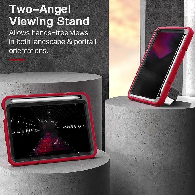Grifobes Case for iPad mini 7th 2024 (A17 Pro) / Mini 6th Generation 2021 8.3 Heavy Duty Shockproof Cover with Pencil Holder Stand for i Pad Mini 7/6 Gen 8.3 inch Case (Black+Red+Red)