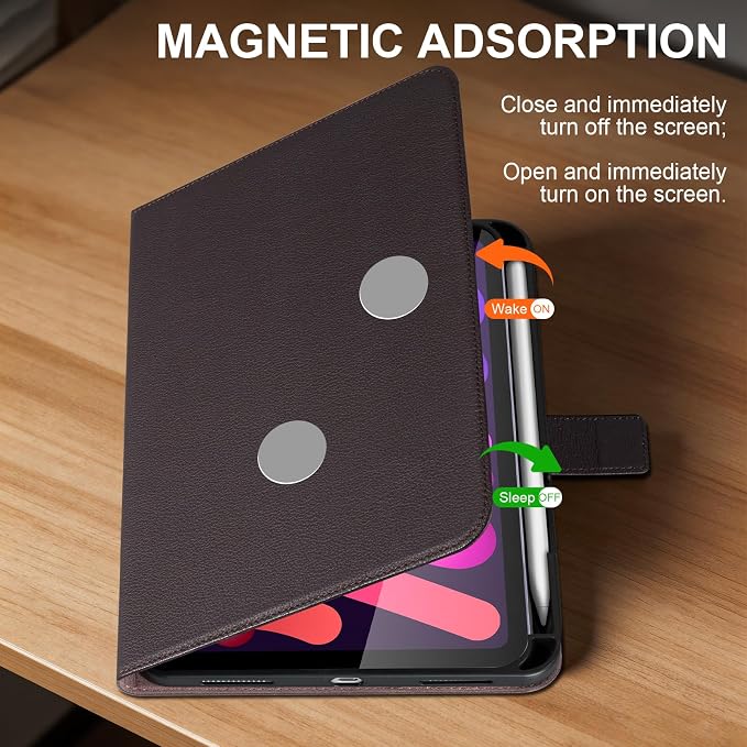 Leather Case for iPad 11th/10th Gen (11/10.9) Black | Genuine Leather Pencil Holder Adjustable Stand Magnetic Closure Auto Wake/Sleep