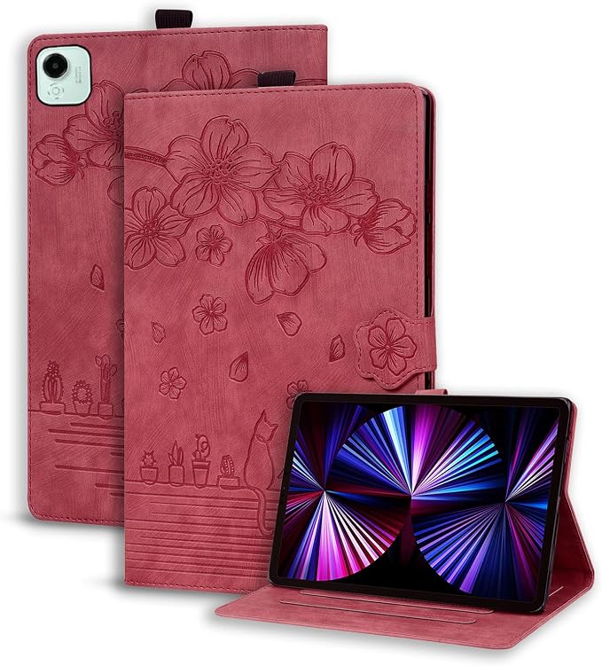Case for Honor MagicPad 3 Pro 12.3 12.3 2026Multi-Angle Viewing PU Leather Folio Stand Cover with Pencil HolderShockproof Protective Case for Honor MagicPad 3 Pro 12.3 2026Rose Red