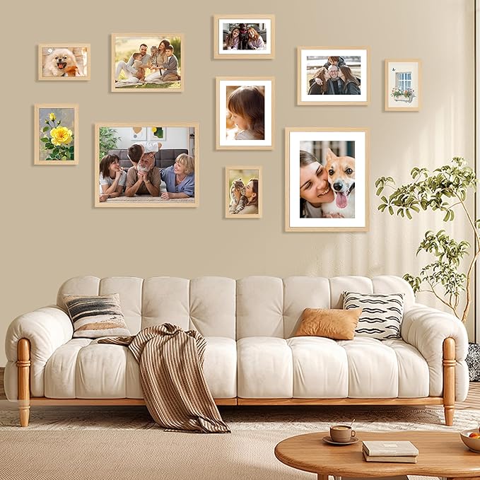 FIXSMITH 4x6 Picture Frame Set of 2, 4x6 Photo Frames with HD Plexiglass for Wall Hanging or Tabletop Display, Natural
