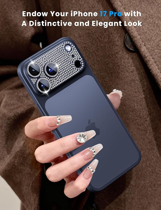 for iPhone 17 Pro Camera Lens Protector - 12FT Shatterproof | Military Grade Protection Strong Adsorption 9H+ Tempered Glass Camera Screen Full Protective Cover Case Friendly Black