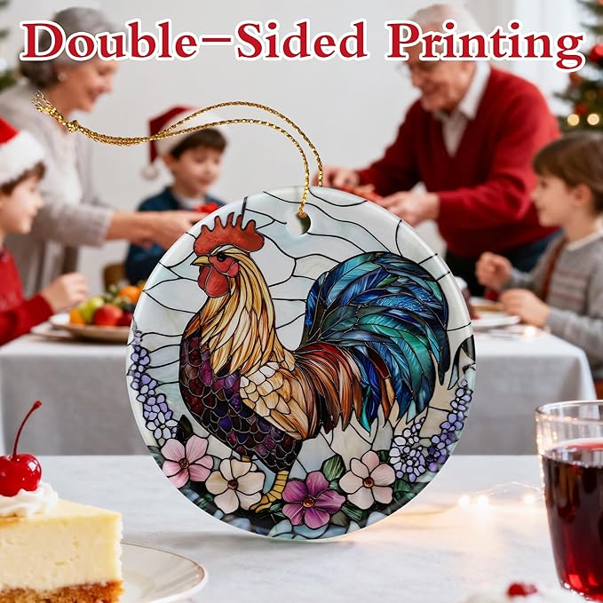 Rooster Ornament for Christmas Tree | Christmas Ornaments, Farmhouse Home Decor, Holiday Decor Gifts for Family, Friends & Farmer, Gift Exchange & Gift Idea, Giftbox Included