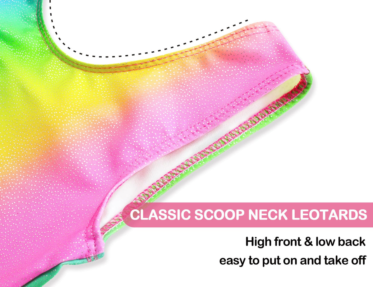 Domusgo Gymnastics Leotards for Girls Size 5-6 Years Colorful Stripes