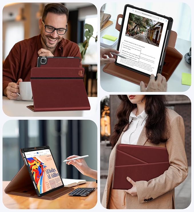 DTTO for iPad Pro 12.9 6th/5th/4th Gen Case (2022/2021/2020) Black | 360 Degree Rotating Premium Faux Leather Folio Stand Cover with Pencil Holder for iPad Pro 12.9 3rd Generation Case 2018