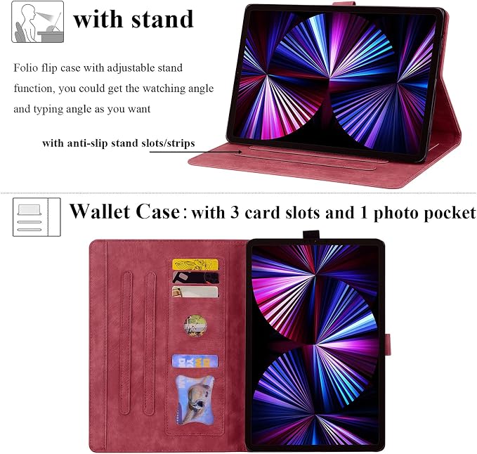 for Apple iPad 10.2 Case 9th/8th/7th Generation Cover (2021/2020/2019) with Auto Wake/Sleep Ultra Thin Lightweight Trifold Stand Folio PU Leather &amp Hard Back Hybrid Cover Almond Blossom