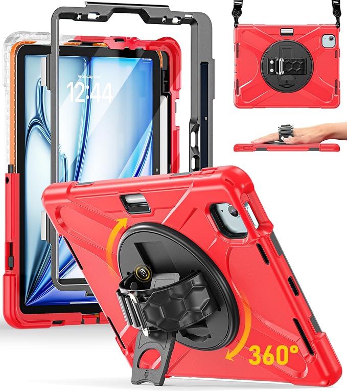 BRAECN Case for iPad Air 11 inch 2026(M4) 2025(M3) 2024(M2)iPad Pro 11 inch(4th/3rd/2nd/1st)&amp Air 10.9(5th/4th) Protective with Pencil Holder Screen Protector 360°Rotating Stand Handle Full Body