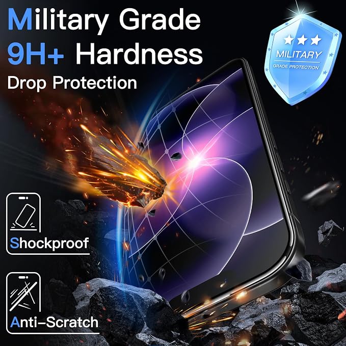 JETech Infinity AR Screen Protector for iPhone 17 Pro AR Anti-Reflective Coating 9H+ 3D Full Coverage Tempered Glass Military-Grade Shatterproof Smudge-Resistant Easy Install 1-Pack
