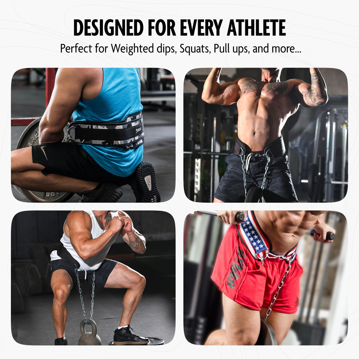 DMoose Fitness Dip Belt For Weightlifting - Weighted Pull Up and Squat Belt with Chain for Intense Workouts - Heavy Duty Stainless Steel Chain & Coated D-Ring - Weight Dipping Belt for Dips - Black