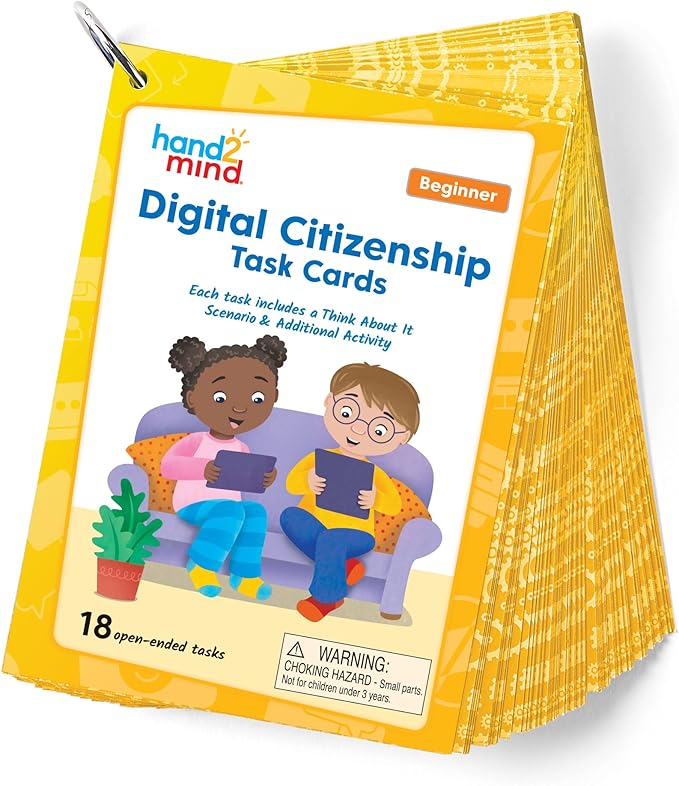 hand2mind Digital Citizenship Beginner Task Cards, Ages 5+, Computer Science & Technology for Kids 5-7, STEM Projects, STEM Activities for Classroom, Science Classroom Supplies