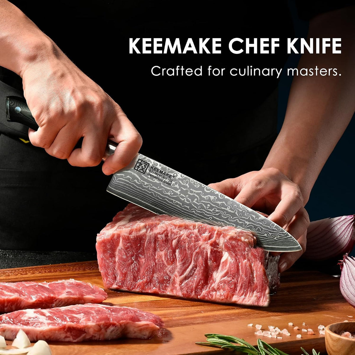 KEEMAKE Damascus Chef Knife, 8 Inch Kitchen Knife