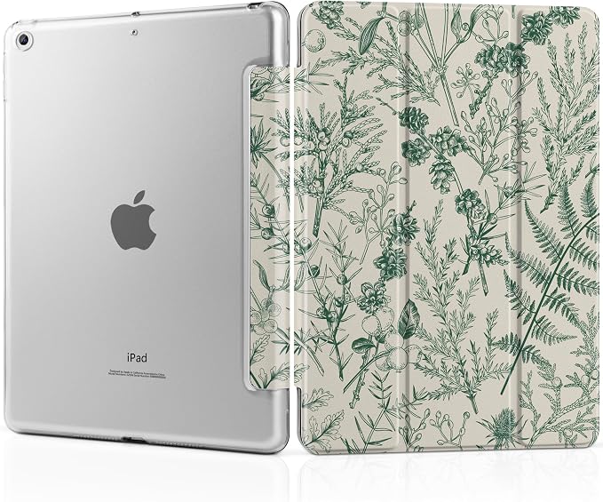 Compatible with iPad 10.2 Inch Case 2021 2020 2019 Smart Lightweight Trifold Stand Hard Plastic Transparent Cover Support Auto Sleep/Wake for iPad 10.2 9th/8th/7th Gen - Bear &amp Cherry