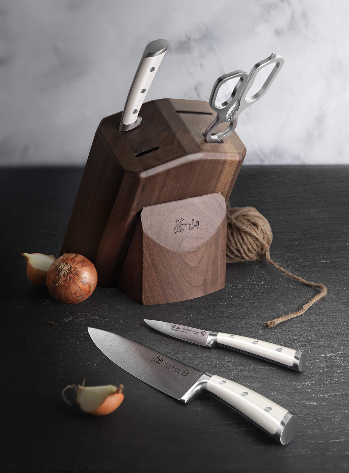 Cangshan S1 Series 1022568 German Steel Forged 5-Piece Starter Knife Block Set, Walnut