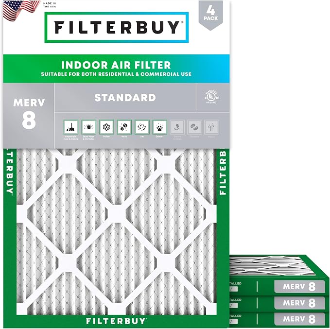 Filterbuy 24x28x1 Air Filter MERV 8 Essential Dust & Allergy Defense,