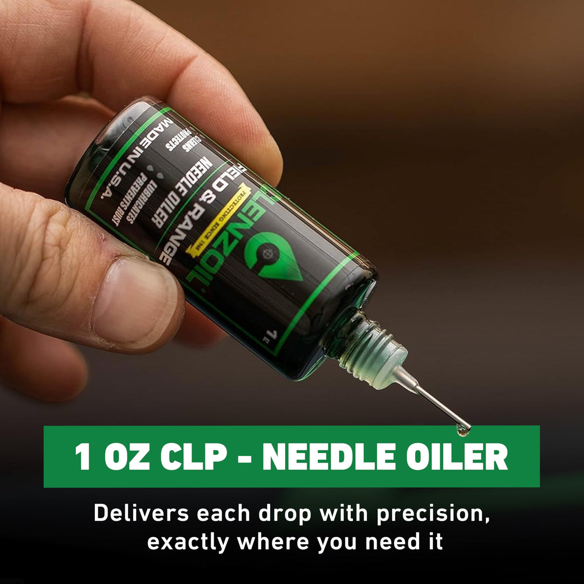Clenzoil Field & Range Gun Cleaner Lubricant Protectant [CLP] Needle Oiler | Gun Cleaner + Lube in One | 1oz. Bottle of Gun Oil w/Steel Precision Needle Oiler Tip